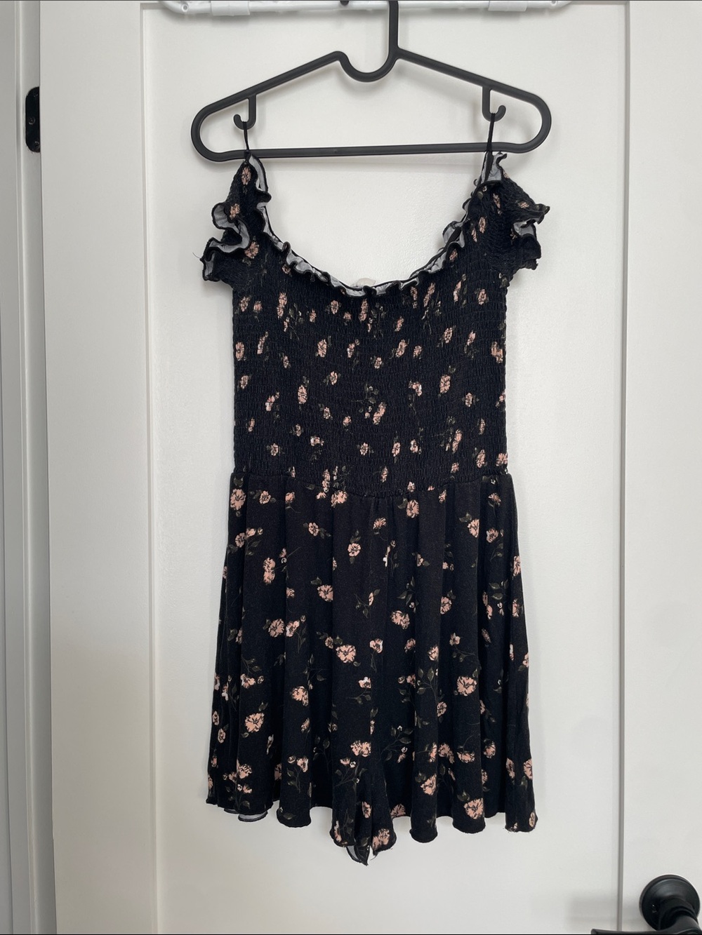 Garage Black Romper with Pink Floral Print
